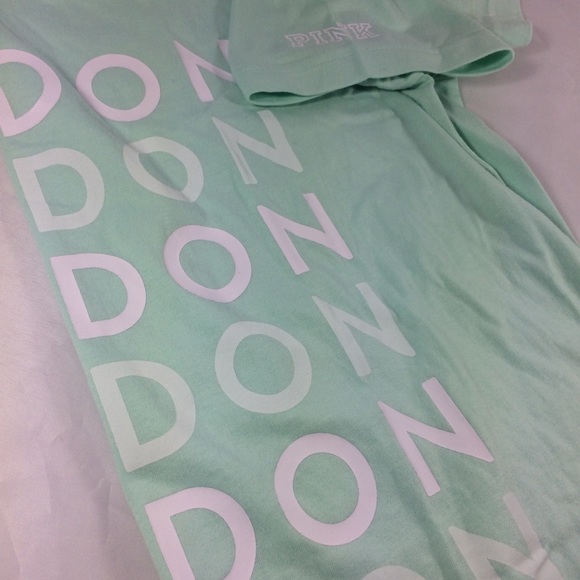 NWT Victoria's Secret Graphic Tee LONDON Teal Raw Edge Boat Neck Tee T-Shirt L - Picture 6 of 15